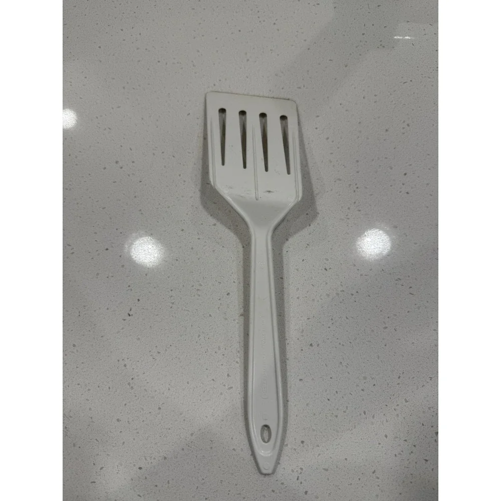 Hutzler Nylon Angled Slotted Spatula #717 White LOPOL‎